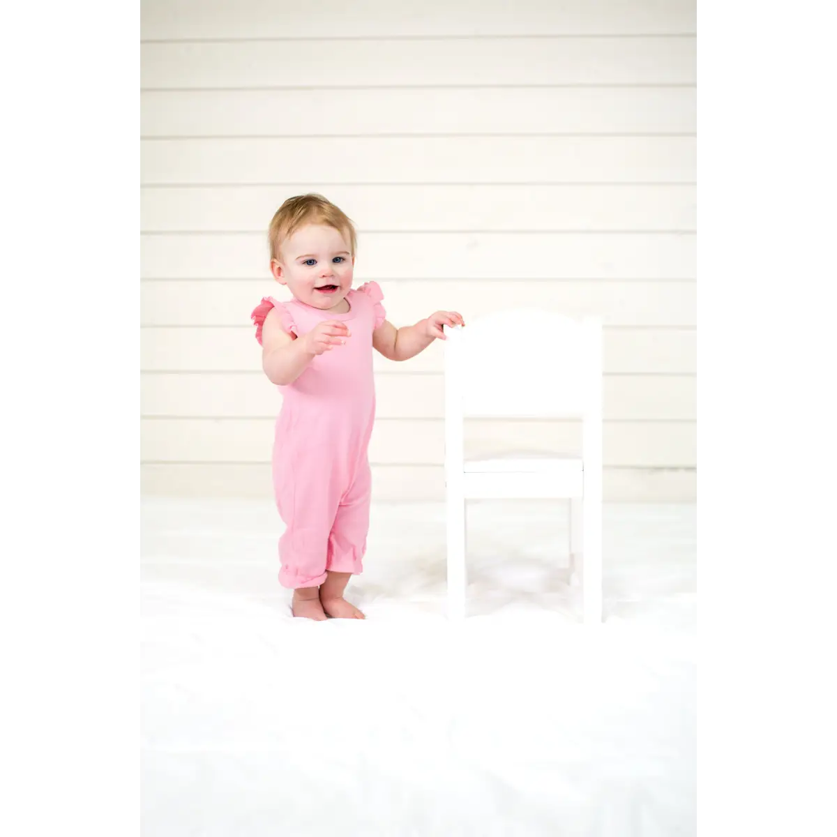 Girl’s Angel Sleeve Rompers - Bubble Gum Pink / 3-6 Month - ARB Blanks