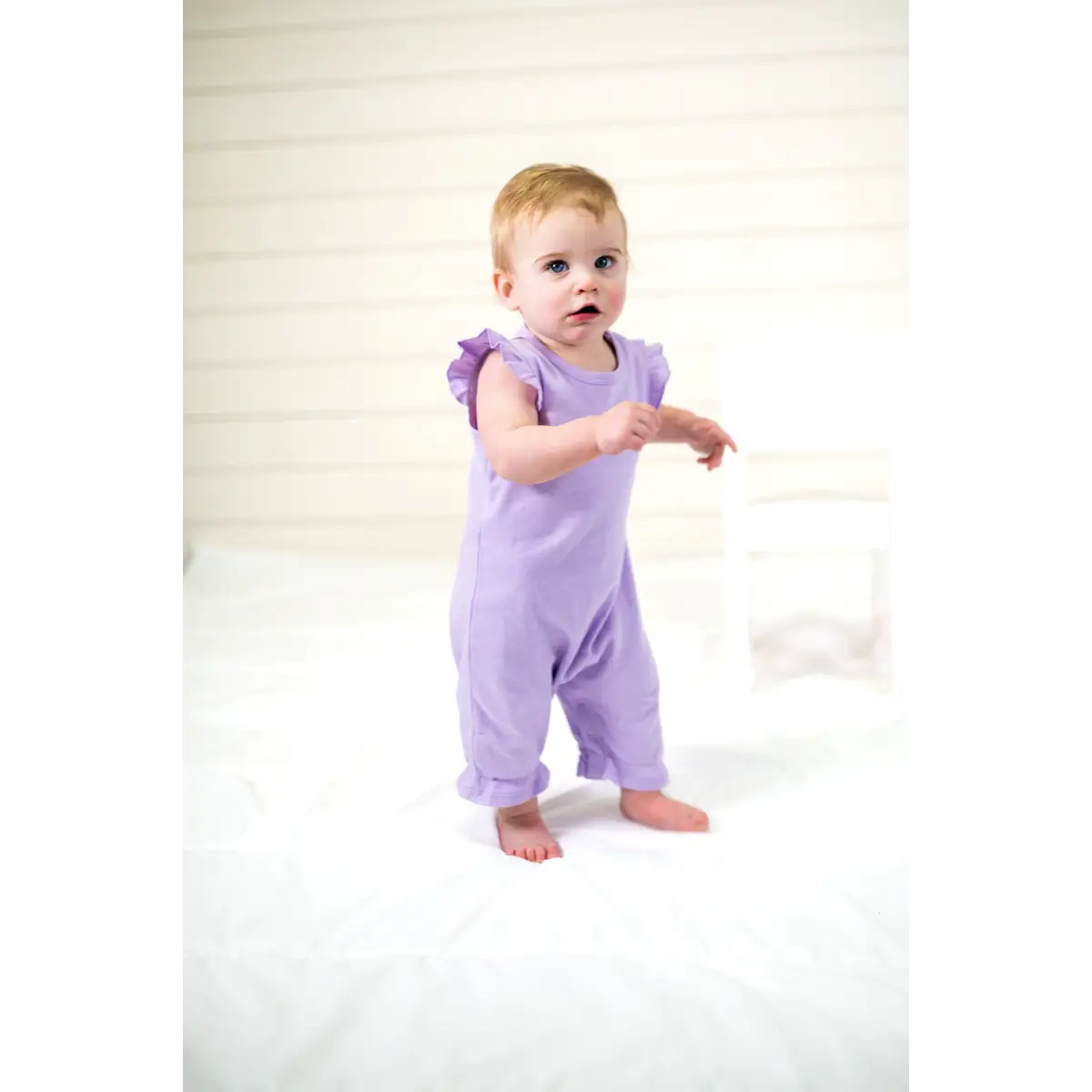 Girl’s Angel Sleeve Rompers - Lilac / 3-6 Month - ARB Blanks