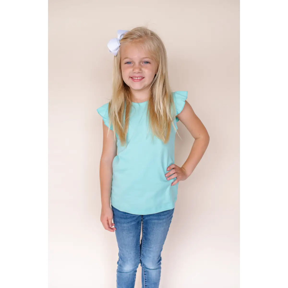 Girl’s Angel Sleeve Shirt - Aruba Blue / 12M - ARB Blanks
