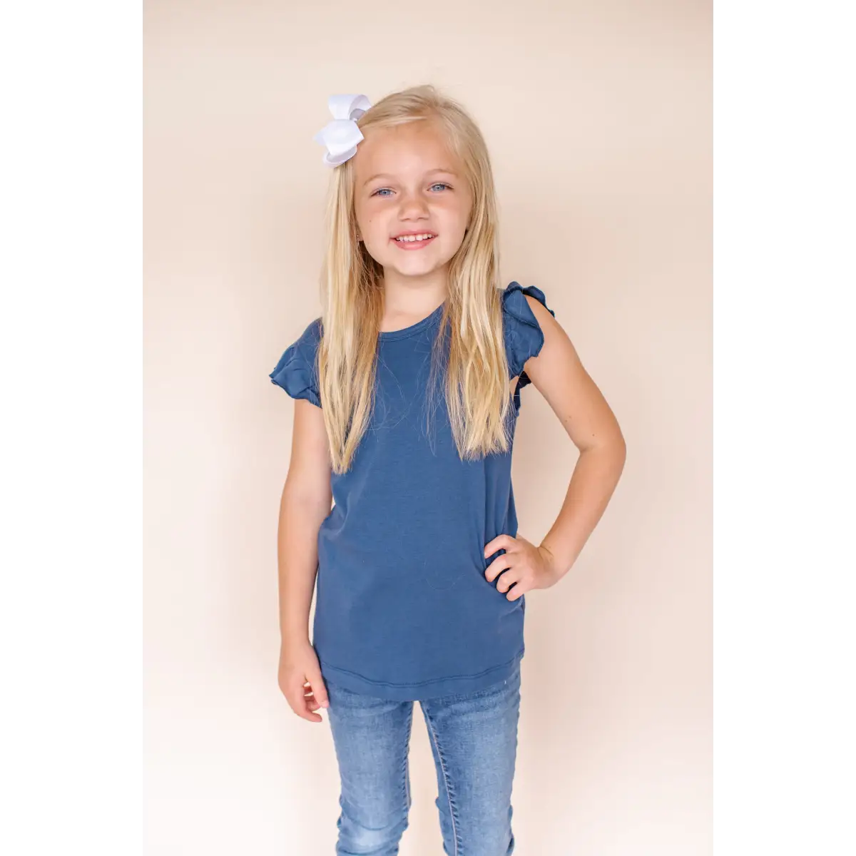 Girl’s Angel Sleeve Shirt - Navy / 12M - ARB Blanks