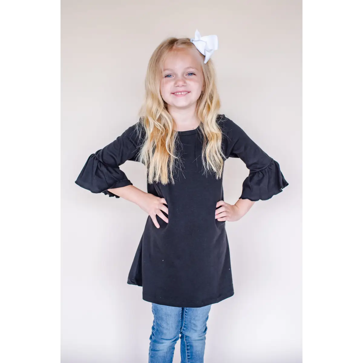 Girl’s Bell Sleeve Tunics - Black / 12M - ARB Blanks