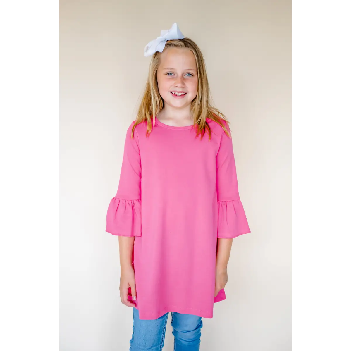 Girl’s Bell Sleeve Tunics - Hot Pink / 12M - ARB Blanks