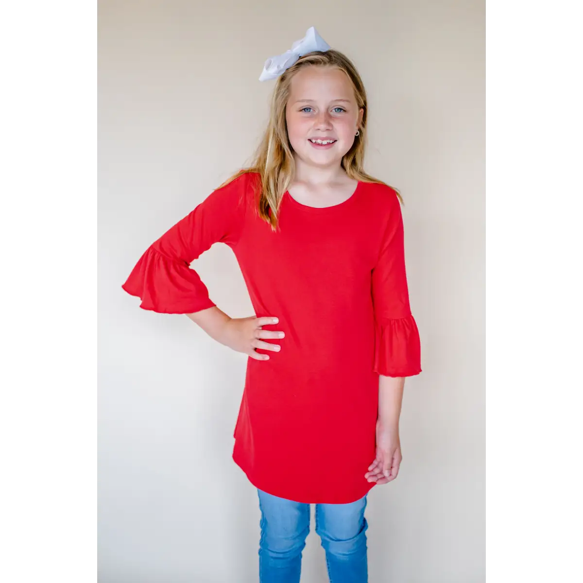 Girl’s Bell Sleeve Tunics - Red / 12M - ARB Blanks