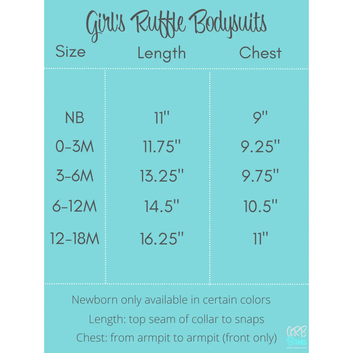 Girl’s Long Sleeve Ruffle Baby Bodysuit - ARB Blanks