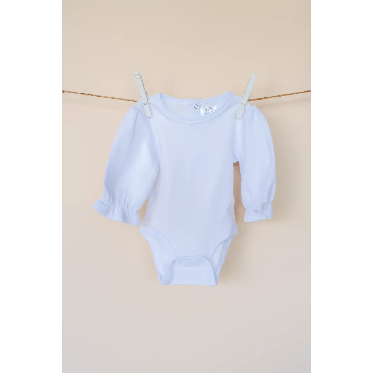 Girl’s Long Sleeve Ruffle Baby Bodysuit - White / Newborn - ARB Blanks
