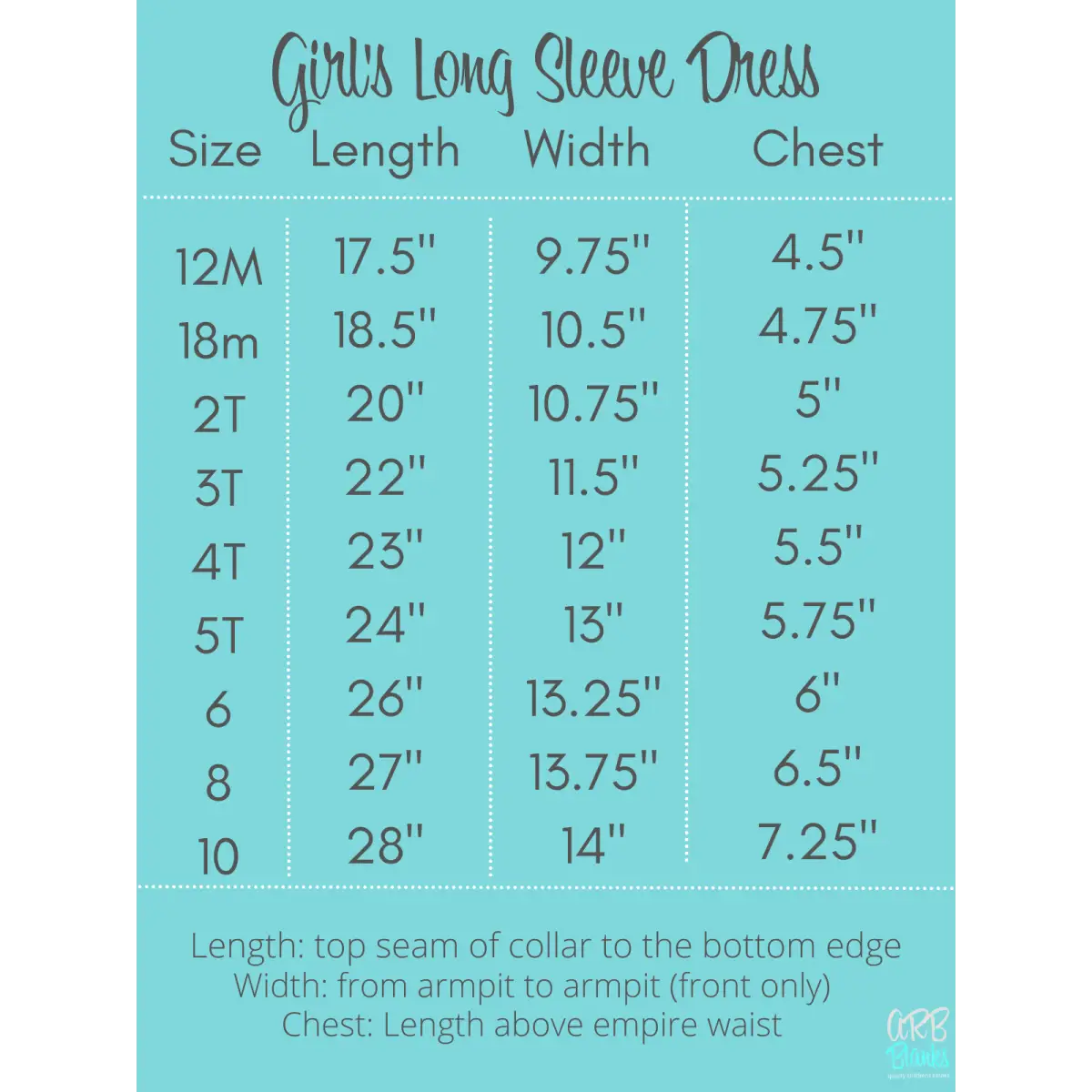 Girl’s Long Sleeve Ruffle Empire Waist Dress (12M-Toddler) - ARB Blanks