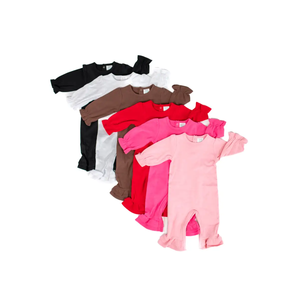 Girl’s Long Sleeve Ruffle Rompers - ARB Blanks