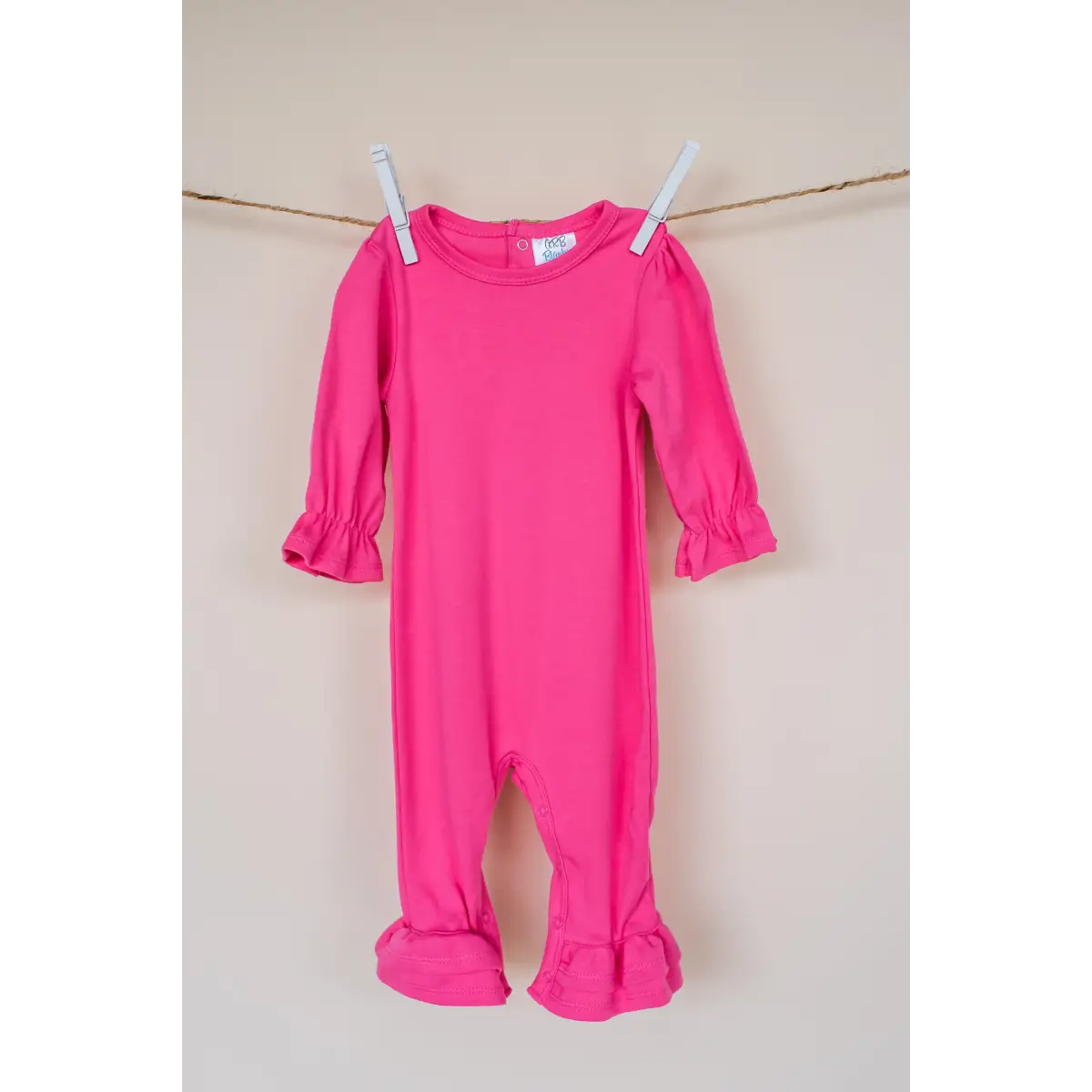 Girl’s Long Sleeve Ruffle Rompers - Hot Pink / 3-6 Month - ARB Blanks