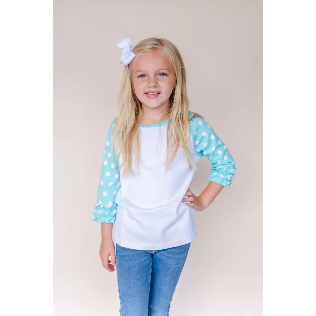 Girl’s Polka Dot Triple Ruffle Raglans - ARB Blanks