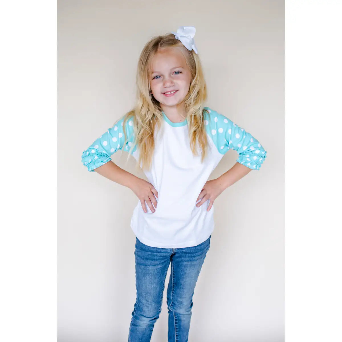 Girl’s Polka Dot Triple Ruffle Raglans - ARB Blanks