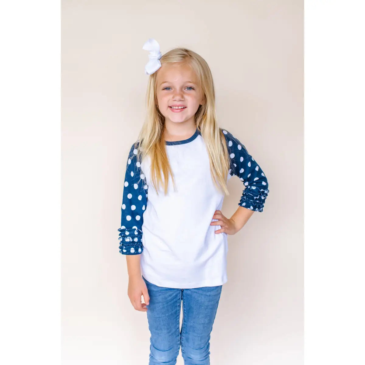 Girl’s Polka Dot Triple Ruffle Raglans - ARB Blanks