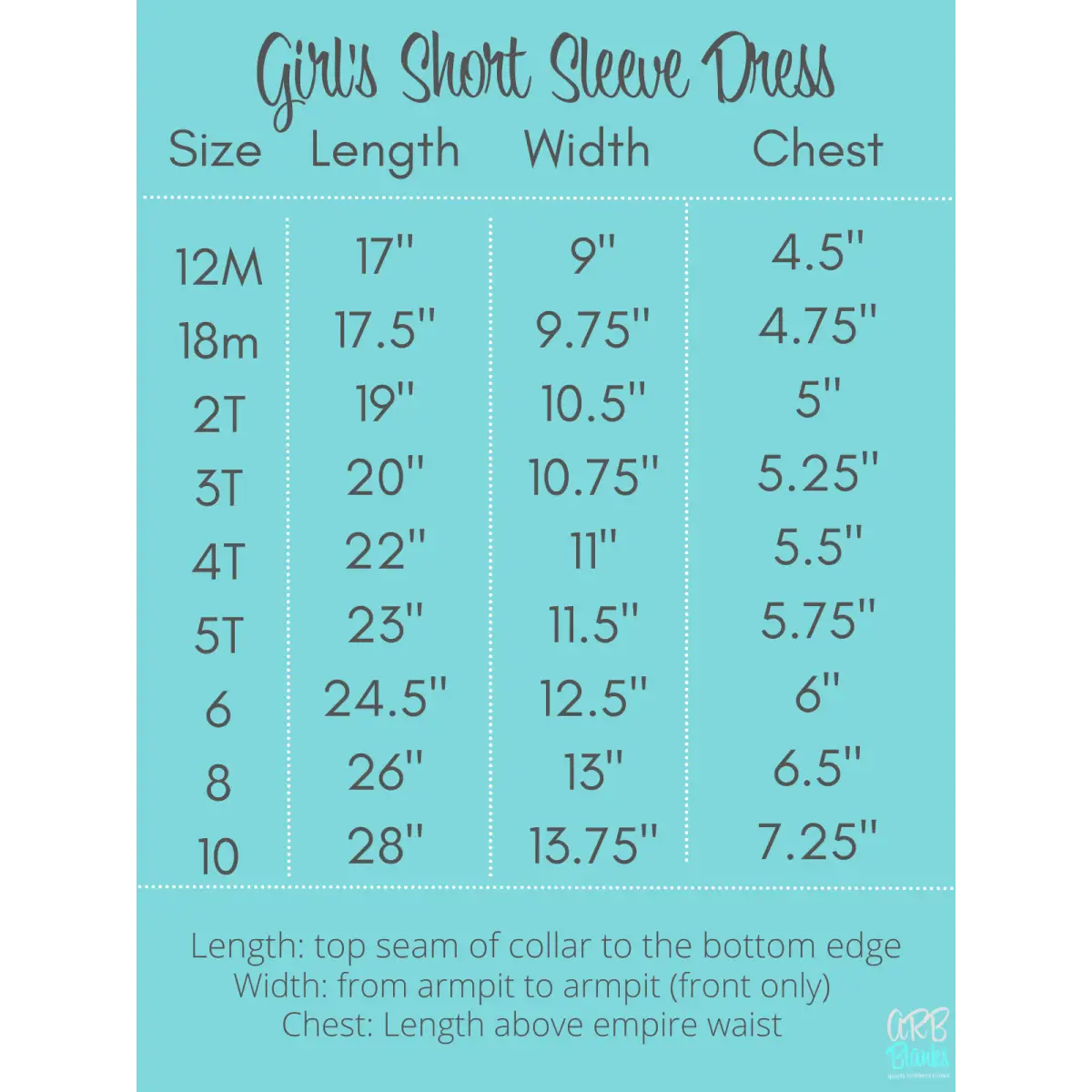 Girl’s Short Sleeve Puff Empire Waist Dress - ARB Blanks