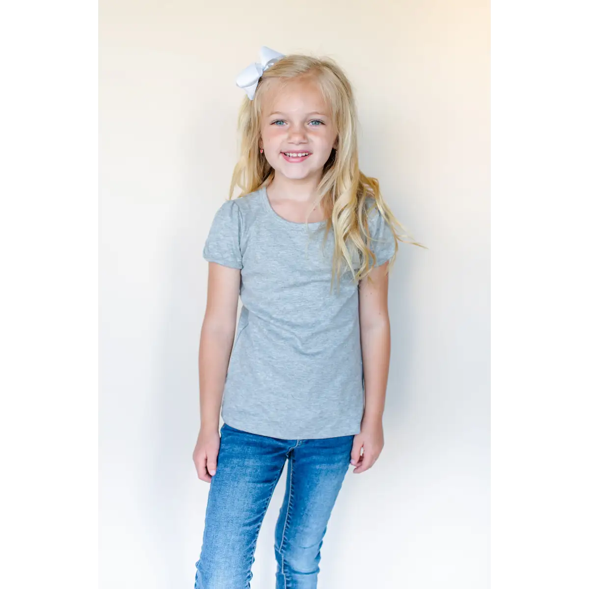 Girl’s Short Sleeve Puff Shirts - Grey / 12M - ARB Blanks