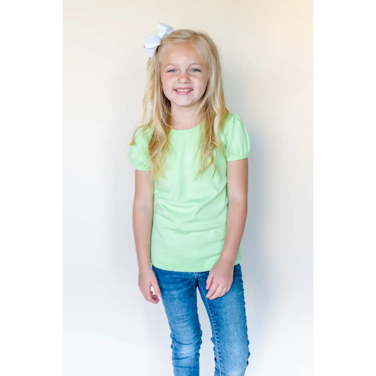 Girl’s Short Sleeve Puff Shirts - Lime / 12M - ARB Blanks