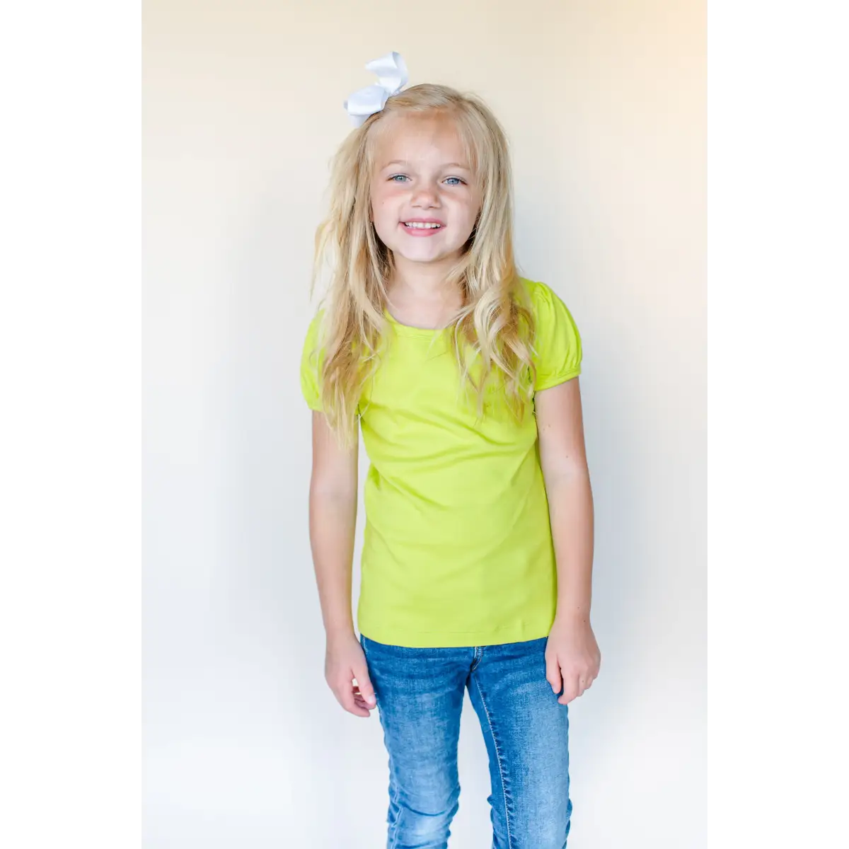 Girl’s Short Sleeve Puff Shirts - Lime Punch / 12M - ARB Blanks