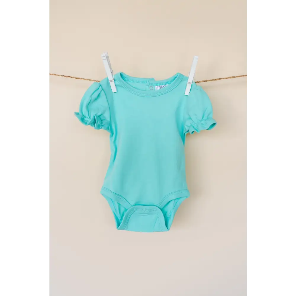 Girl’s Short Sleeve Ruffle Bodysuit - Aruba Blue / 0-3 Month - ARB Blanks