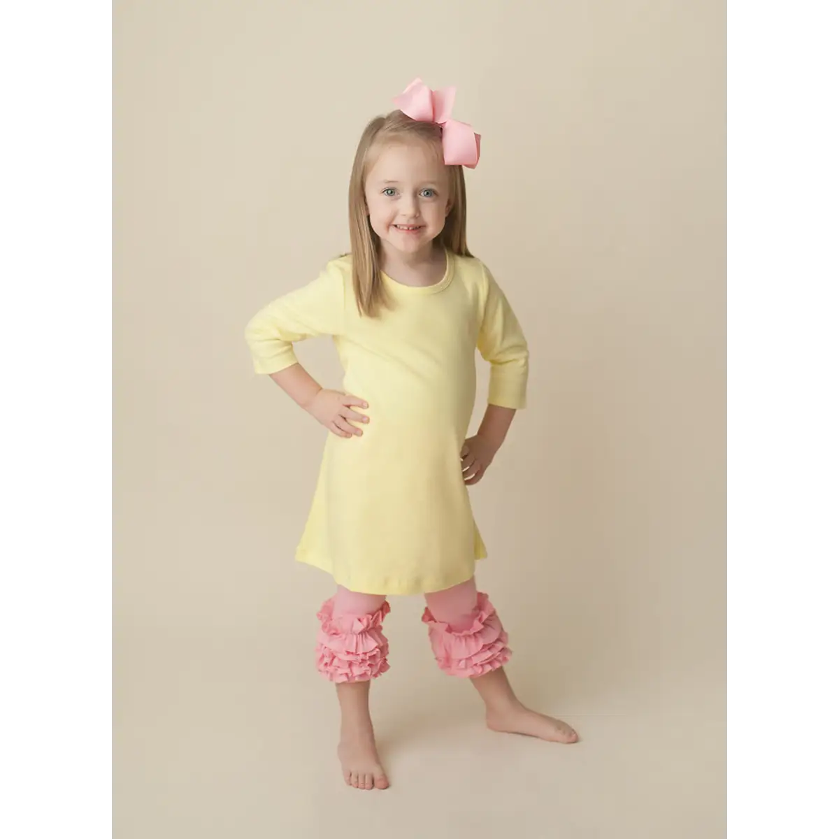 Girl’s Solid Ruffle Icing Capris - Bubble Gum Pink / 12M - ARB Blanks