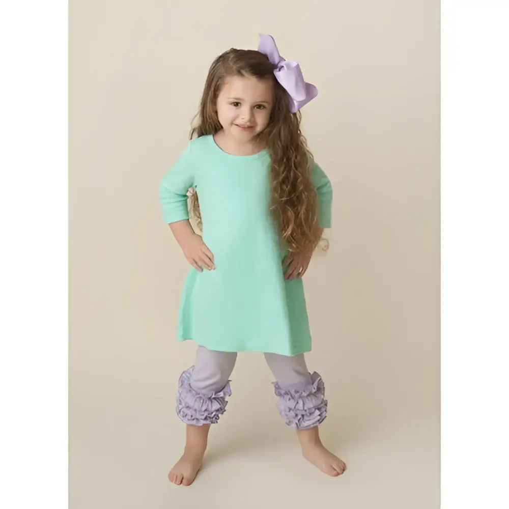Girl’s Solid Ruffle Icing Capris - Lavender / 12M - ARB Blanks