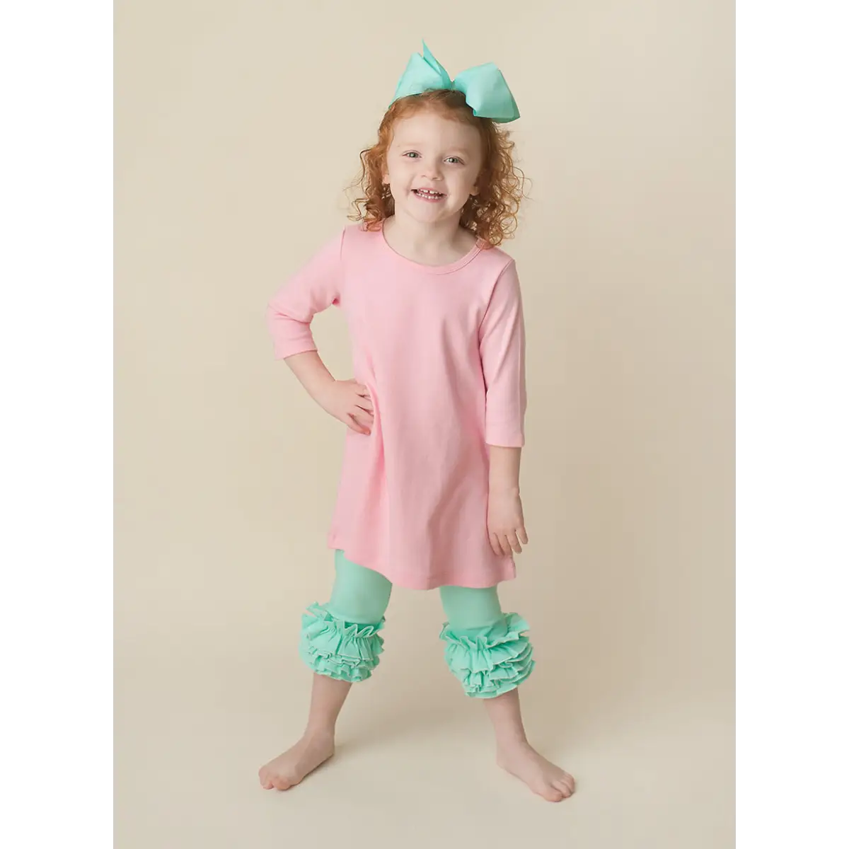 Girl’s Solid Ruffle Icing Capris - Seafoam / 12M - ARB Blanks
