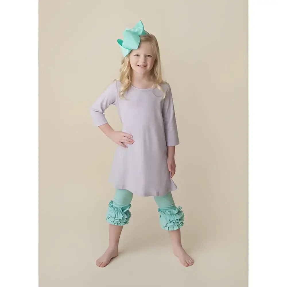 Girl’s Solid Ruffle Icing Capris - Sky Blue / 12M - ARB Blanks