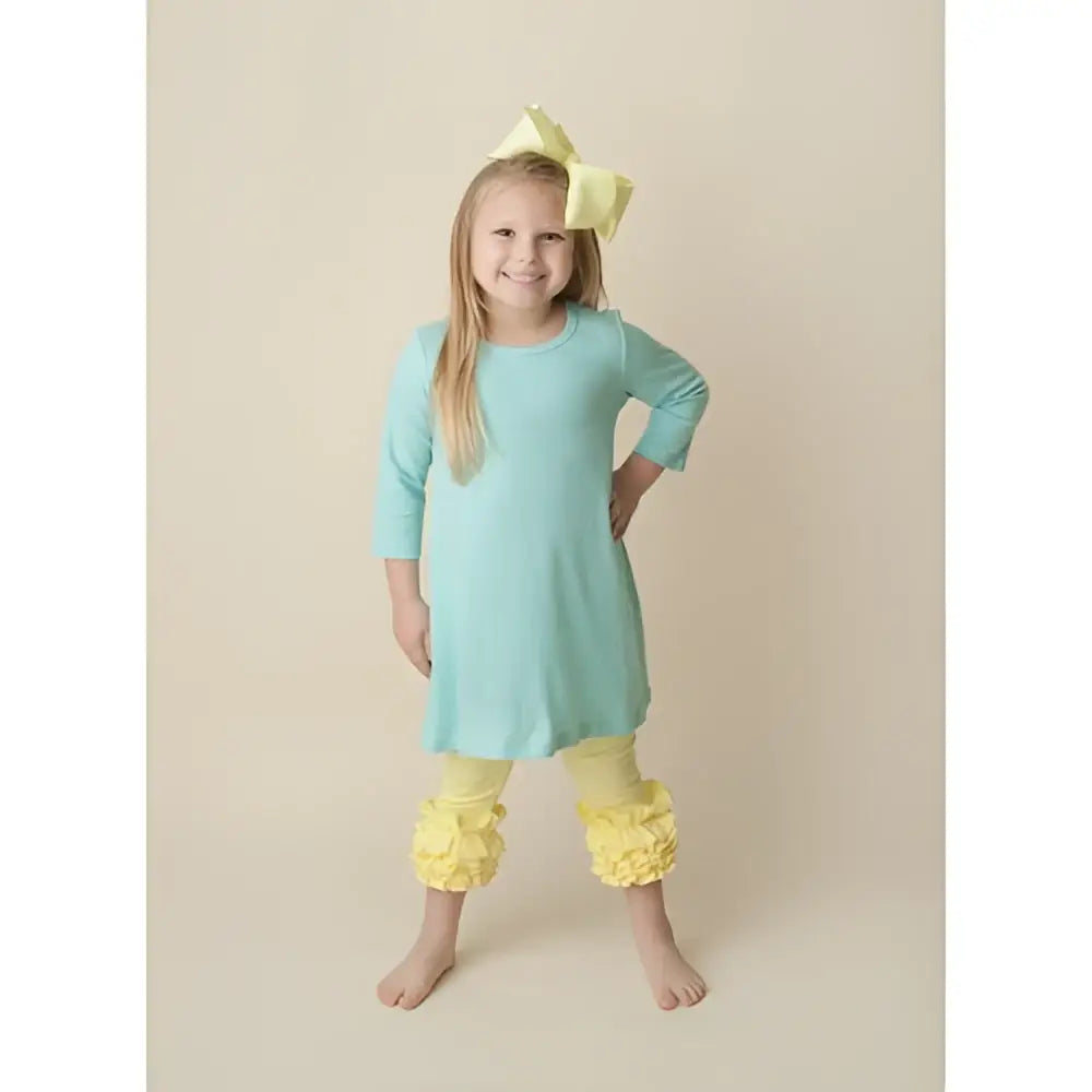 Girl’s Solid Ruffle Icing Capris - Summer Yellow / 12M - ARB Blanks