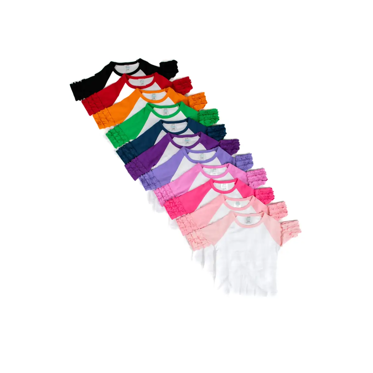 Girl’s Solid Triple Ruffle Raglans - ARB Blanks