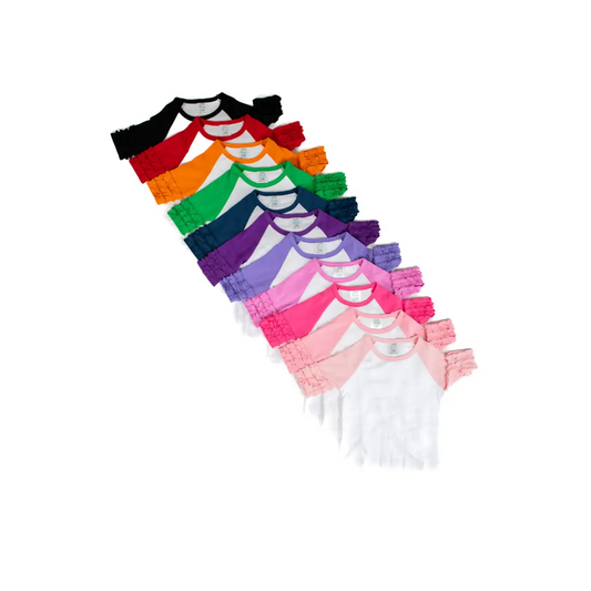 Girl’s Solid Triple Ruffle Raglans - ARB Blanks