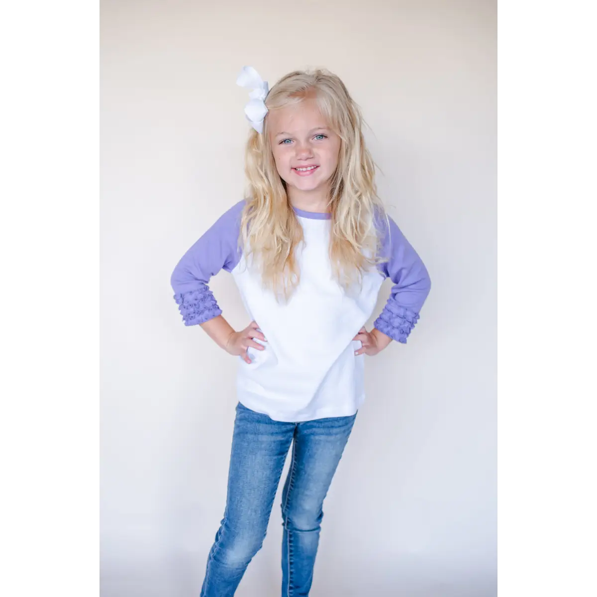 Girl’s Solid Triple Ruffle Raglans - Paisley / 12M - ARB Blanks