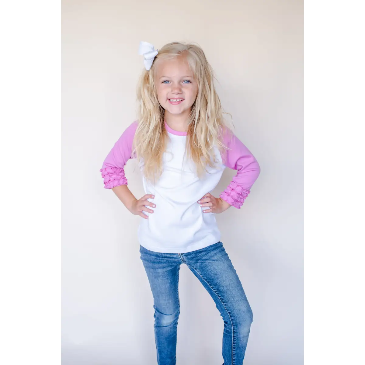 Girl’s Solid Triple Ruffle Raglans - Rose / 12M - ARB Blanks
