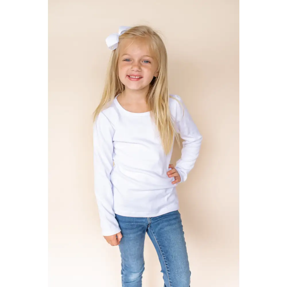 Girl’s Sublimation Shirts - Girl’s White Long Sleeve Puff Shirts / 12M - ARB Blanks