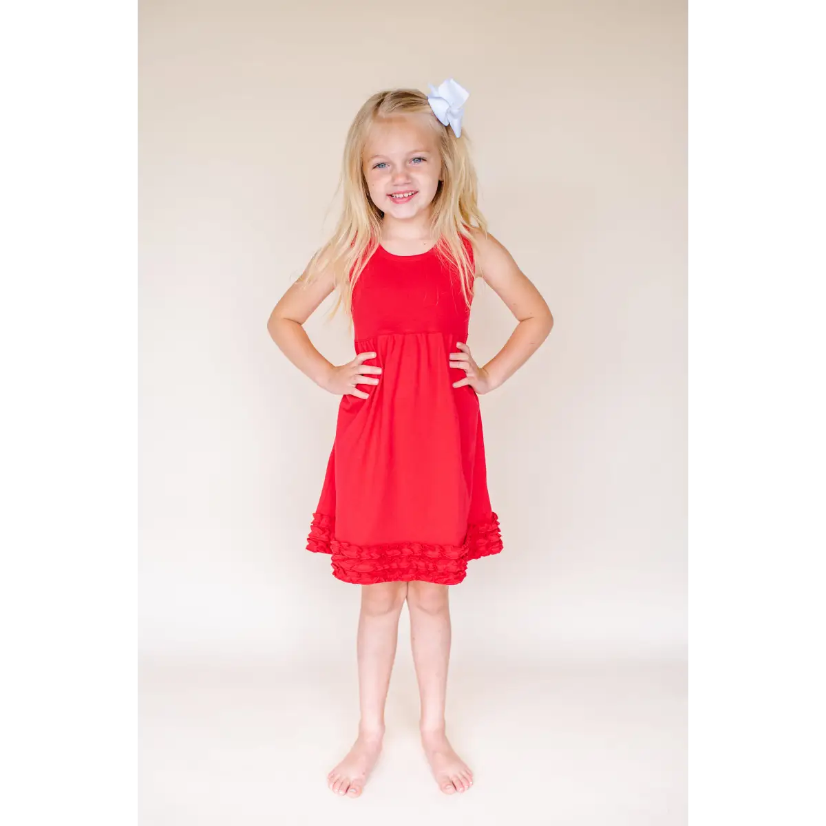 Girl’s Tank Empire Waist Dress - Red / 12M - ARB Blanks