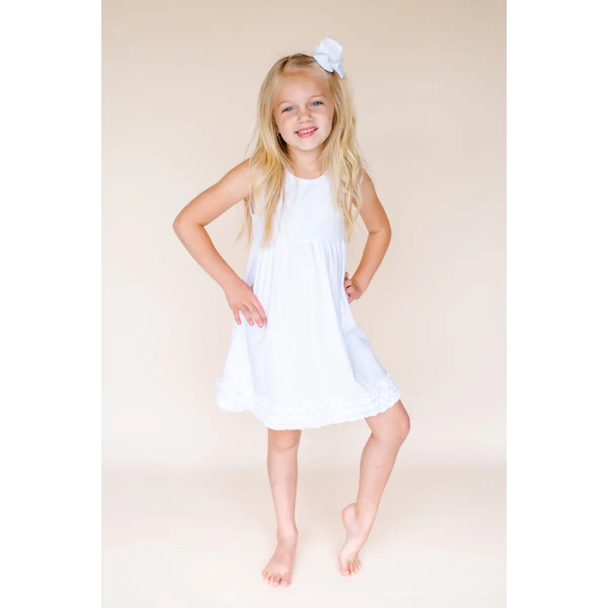 Girl’s Tank Empire Waist Dress - White / 12M - ARB Blanks