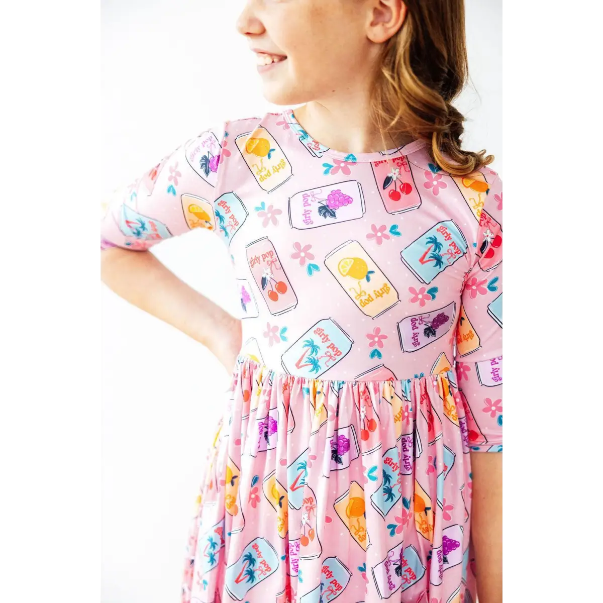 Girly Pop 3/4 Sleeve Pocket Twirl Dress - Mila & Rose ®