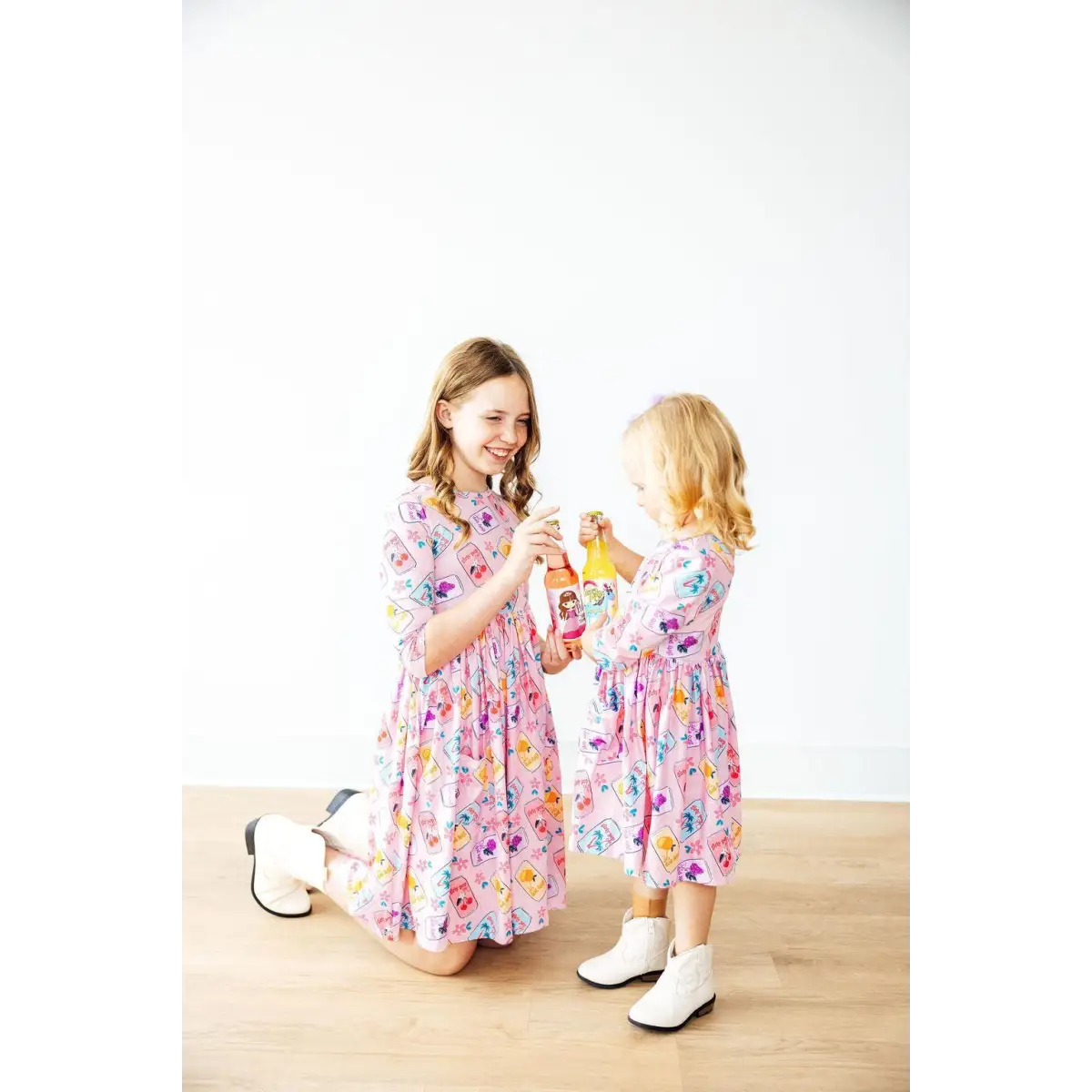 Girly Pop 3/4 Sleeve Pocket Twirl Dress - Mila & Rose ®