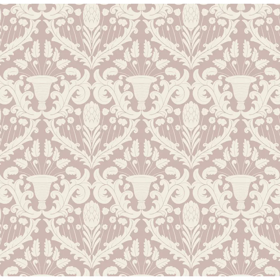 Giselle Wallpaper - Floral Damask - by Cinnamon Clouds - Sample 1 foot by 1 foot / Dusty Pink - Loomwell Home Goods