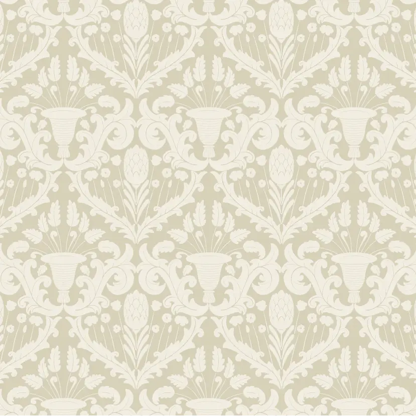 Giselle Wallpaper - Floral Damask - by Cinnamon Clouds - Sample 1 foot by 1 foot / Light Neutral - Loomwell Home Goods