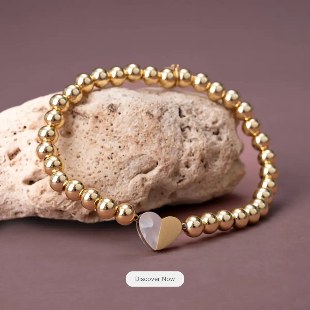 Give Hope Beaded Bracelet = Gold Beads and Heart - Starfish Project