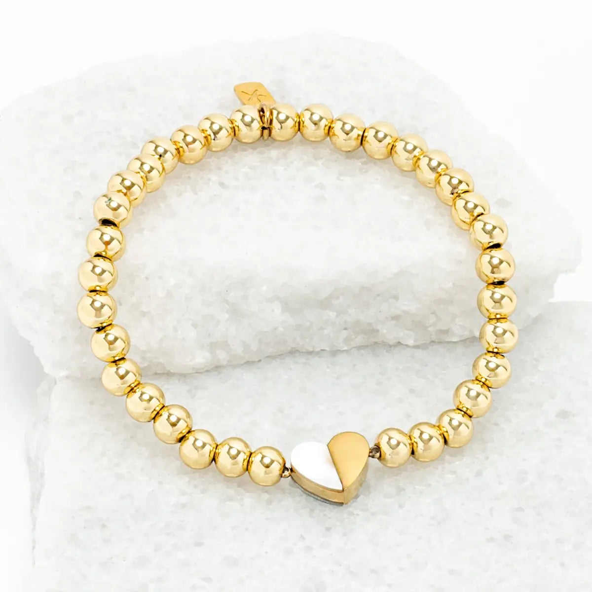 Give Hope Beaded Bracelet = Gold Beads and Heart - Starfish Project