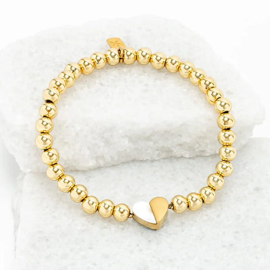 Give Hope Beaded Bracelet = Gold Beads and Heart - Starfish Project