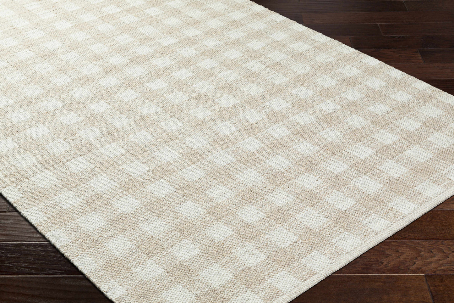 Beige Gingham Wool Rug - Boutique Rugs