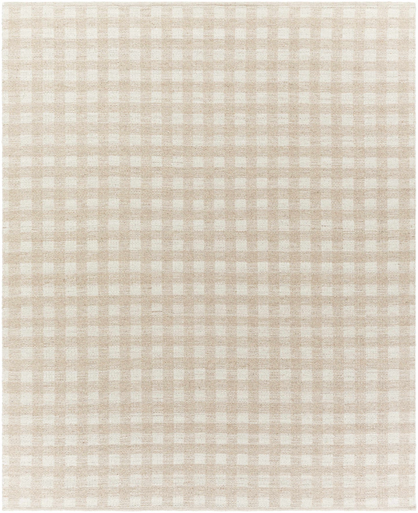 Beige Gingham Wool Rug - 8’ x 10’ Rectangle - Boutique Rugs