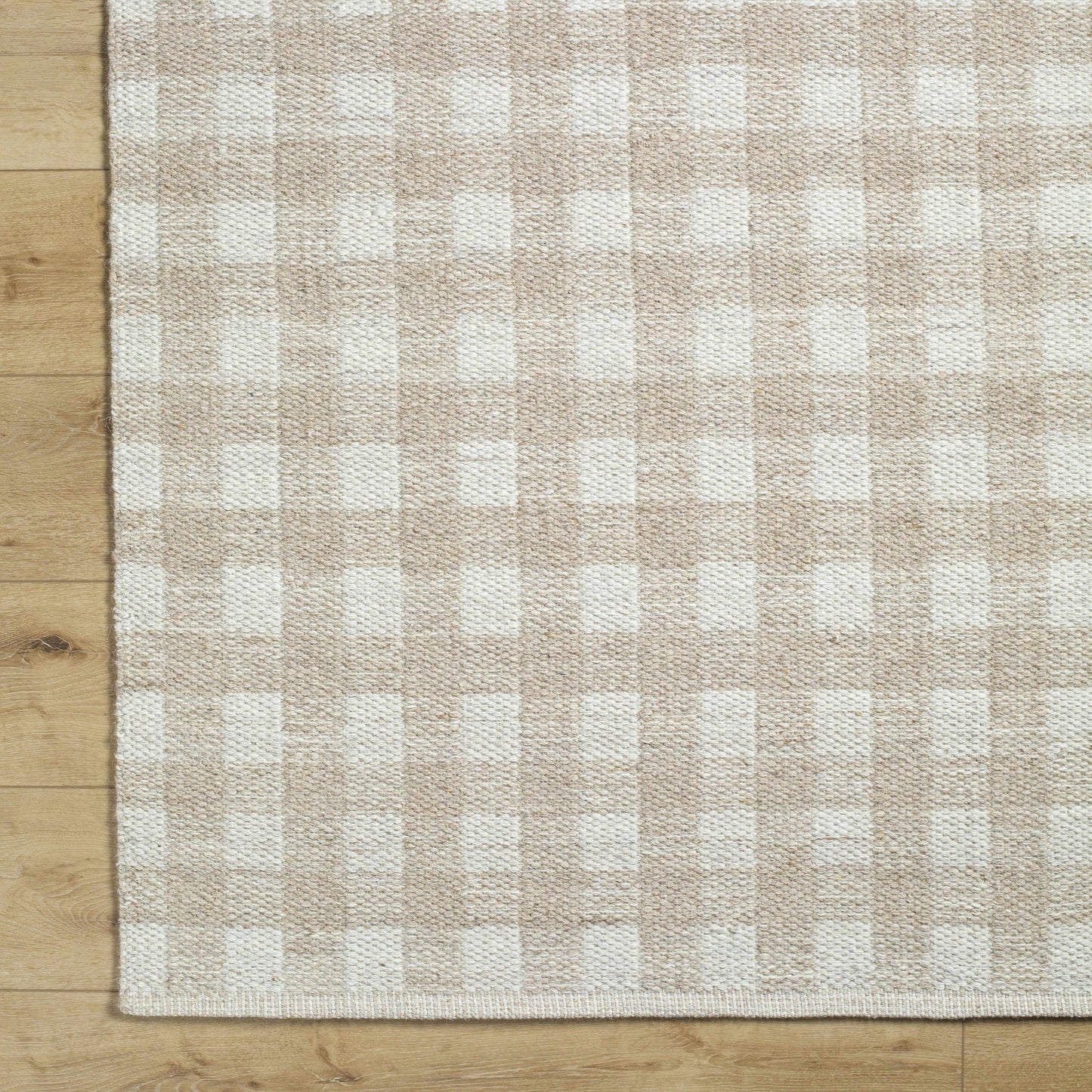 Beige Gingham Wool Rug - Boutique Rugs