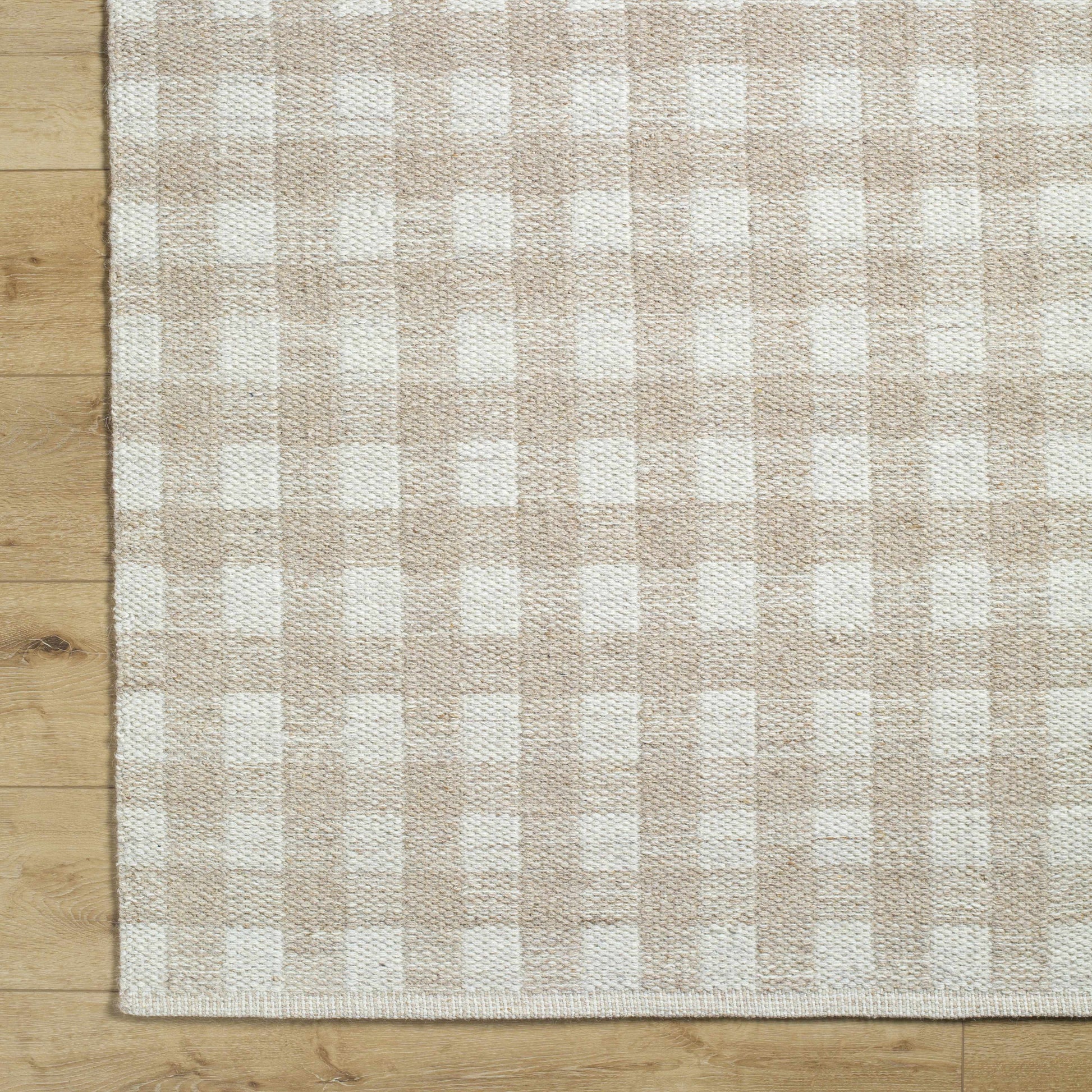 Beige Gingham Wool Rug - Boutique Rugs