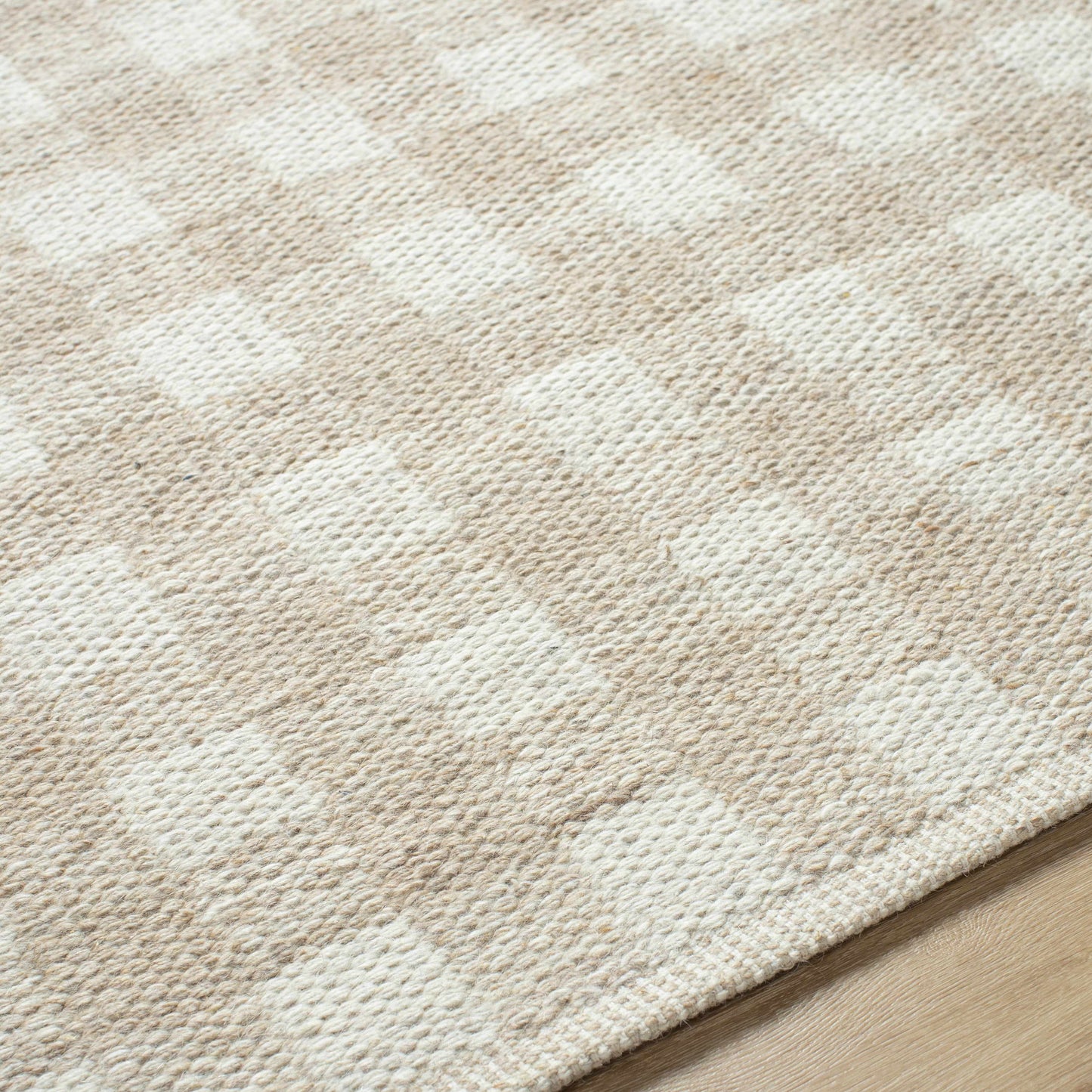 Beige Gingham Wool Rug - Boutique Rugs
