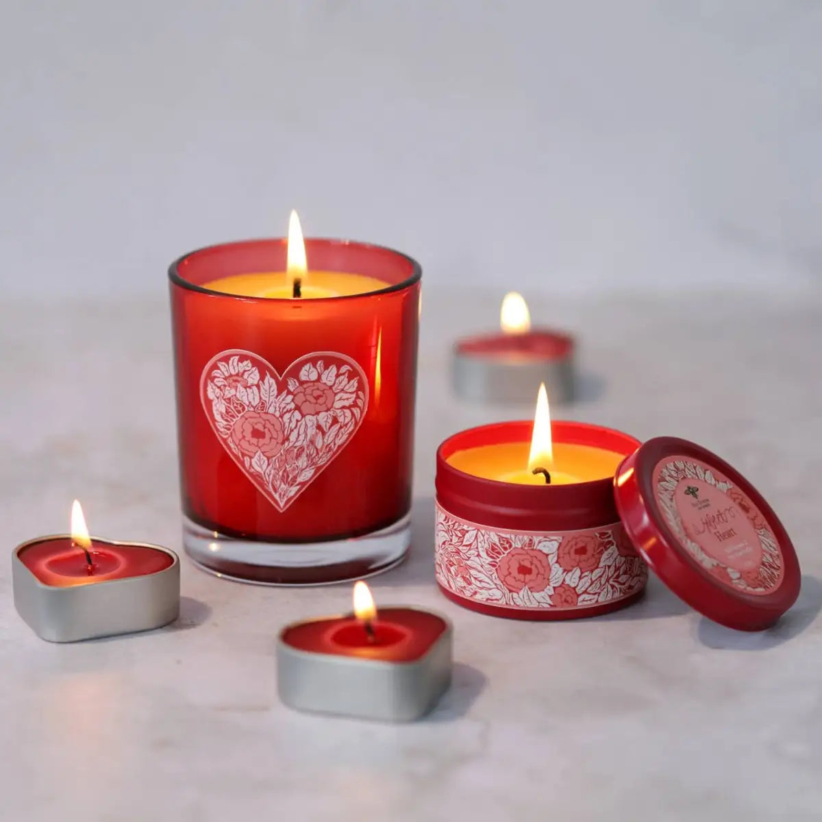 Heart Glass Candle – Pure Beeswax - Valentine’s Day - Big Dipper Wax Works