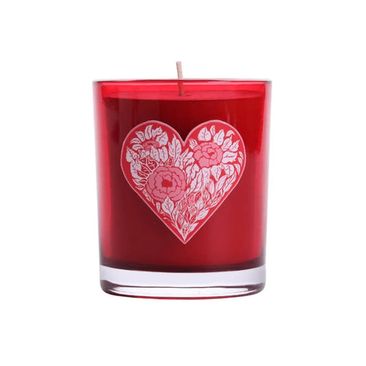 Heart Glass Candle – Pure Beeswax - Valentine’s Day - Big Dipper Wax Works