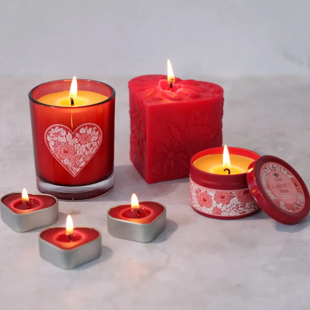 Heart Glass Candle – Pure Beeswax - Valentine’s Day - Big Dipper Wax Works