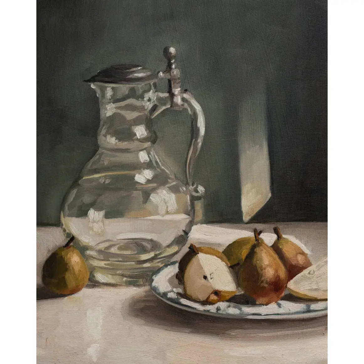 Art Print - Glass Pitcher and Pears Painting - 5x7 - Miss Mustard Seed
