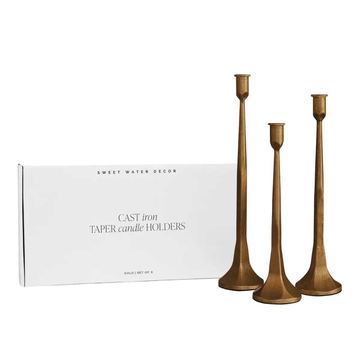Gold Cast Iron Taper Candle Holders - Sweet Water Decor