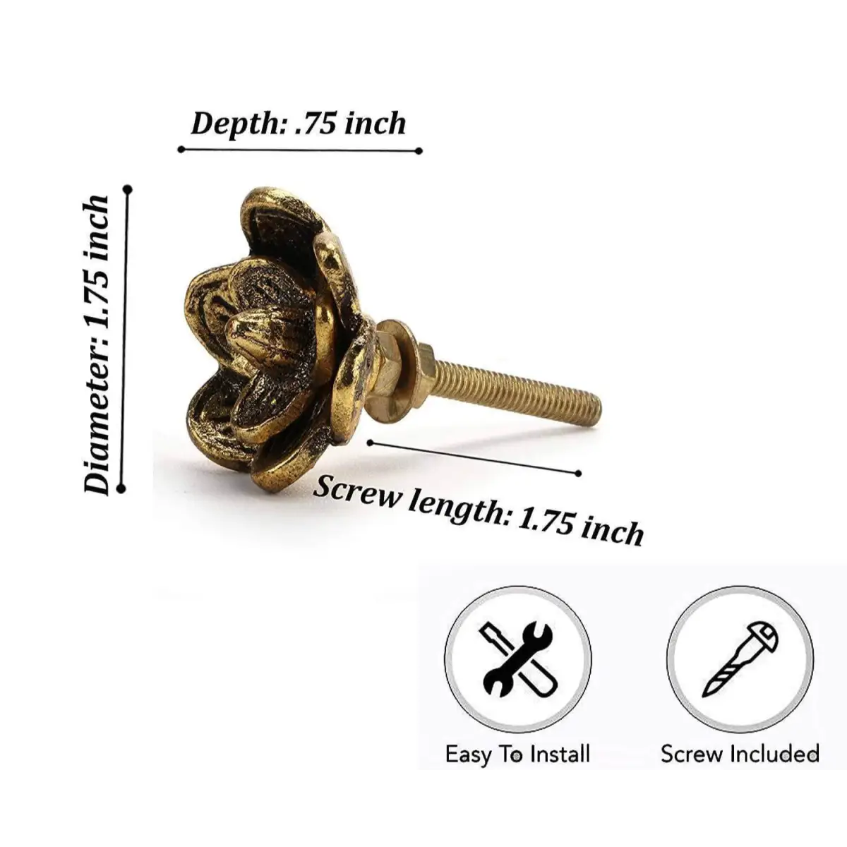 Gold Flower Knob (each) - Perilla Home